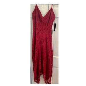 Brand New: One Wish Burgundy Lace Midi Dress